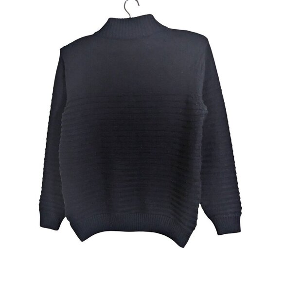 Armor Lux Wool Blend Pullover Sweater Mens M Black Button Up Mock Neck Ribbed - Picture 3 of 7